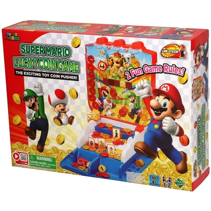 Epoch Juego Super Mario Lucky Coin 7461 Juego de Mesa para Lanzar Monedas con 2 Modalidades de Juego +4 Años
