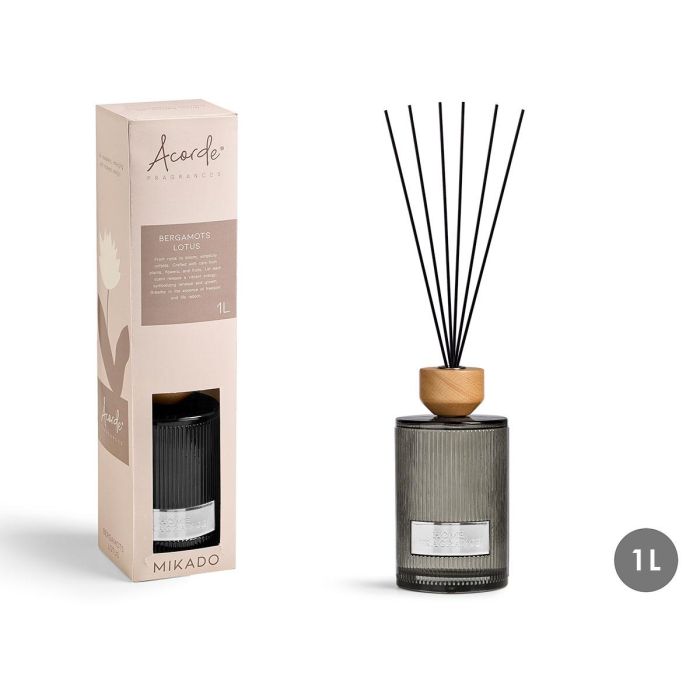 Acorde Mikado Redondo Bergamots Lotus Acorde 1000 ml con 10 varillas de fibra sintética 42 cm (4 Unidades)