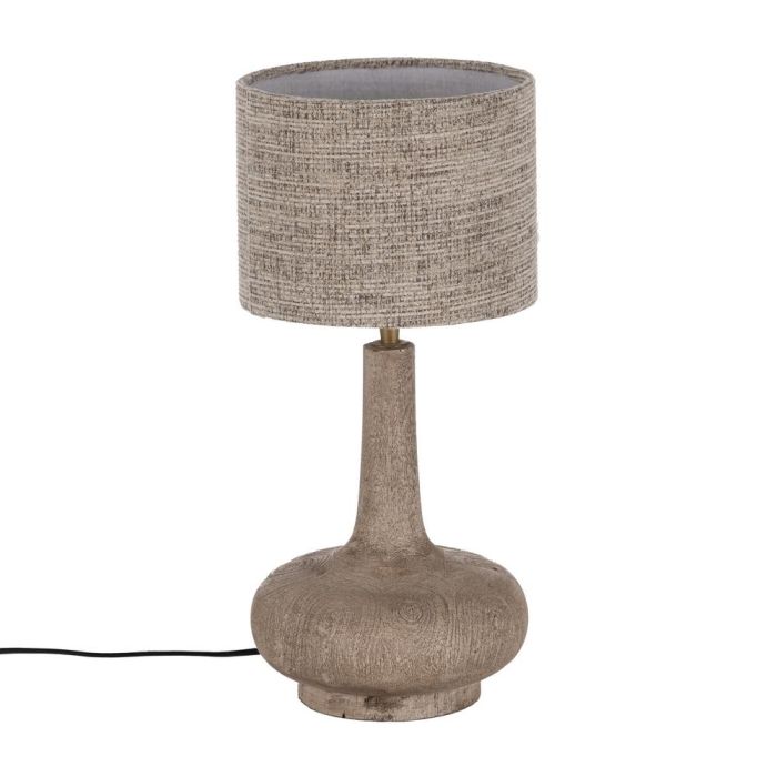 Base Lámpara Mesa Marrón Madera de Mango 20 X 20 X 25 cm