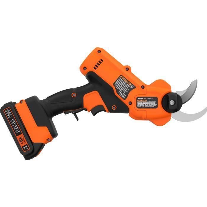 Tijeras de podar BLACK+DECKER - Batería de litio 18V 2Ah - Capacidad de corte 25mm - Gatillo de seguridad 2 Tijeras de podar BLACK+DECKER - Batería de litio 18V 2Ah - Capacidad de corte 25mm - Gatillo de seguridad 2
