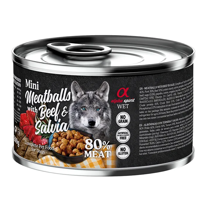 Alpha Spirit Albondigas Ternera Con Salvia 6x200 gr Alpha Spirit Albondigas Ternera Con Salvia 6x200 gr