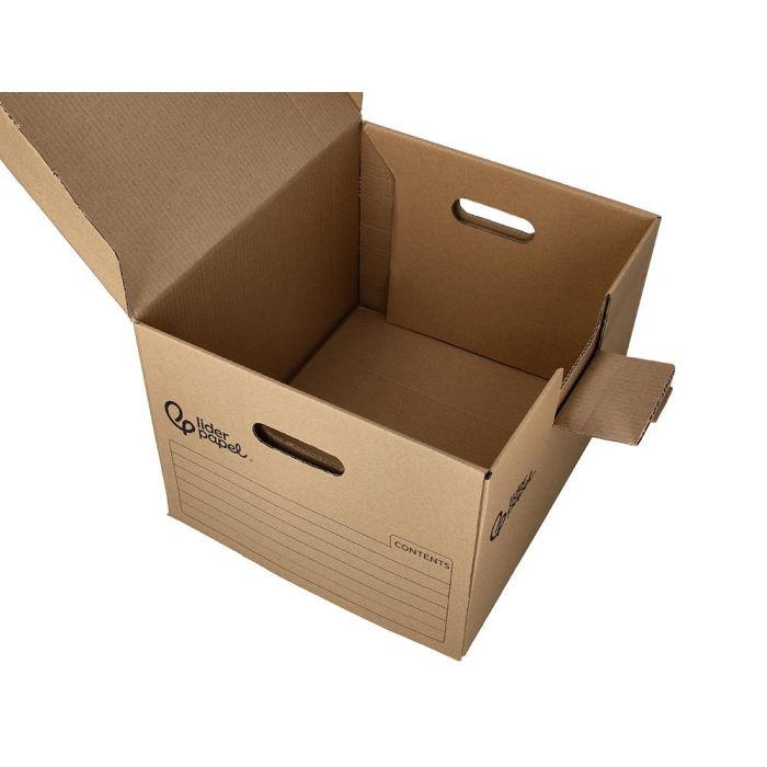 Cajon Contenedor Liderpapel Carton Manual Para 5 Cajas Archivo Def. Folio - 6 Archivadores A-Z 540x410x300 mm 9