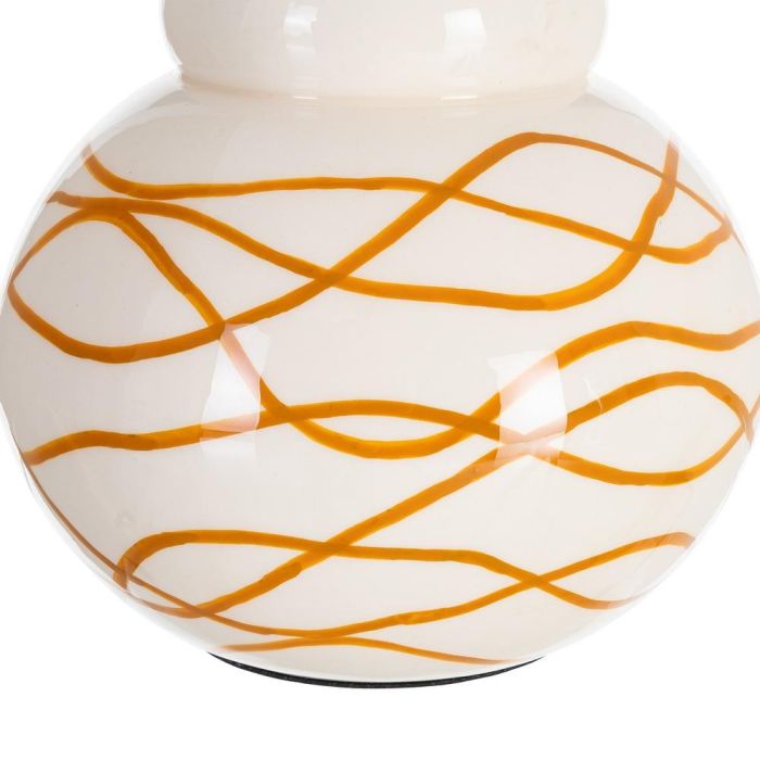 Jarrón Blanco-Mostaza Metal Decoración 16 X 16 X 18 cm