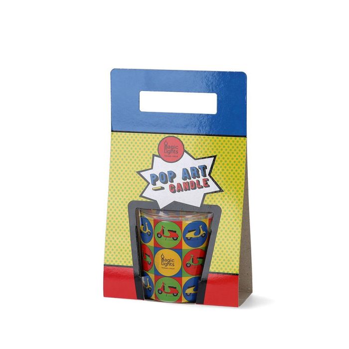 Magic Lights Vela en vaso pop art motos Ø7,5x8,4cm 1 Magic Lights Vela en vaso pop art motos Ø7,5x8,4cm 1