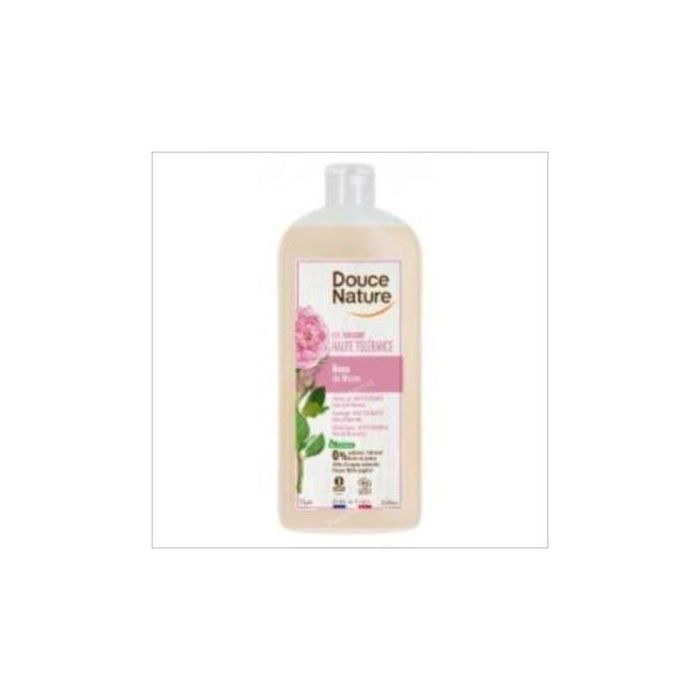 DOUCE NATURE Gel De Ducha Rosa 1L, para todo tipo de pieles, sin sulfatos ni jabón, envase 100% vegetal y reciclable