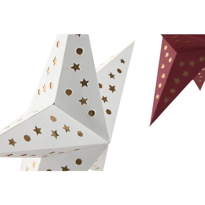 Decoracion Colgante Navidad Tradicional DKD Home Decor Burdeos Blanco 10 x 30 x 30 cm (12 Unidades) 2