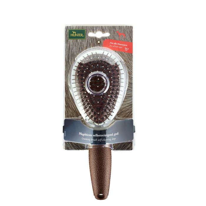 Hunter Cepillo Autolimpiable para Perros Talla L con Botón Integrado para Retirar Pelo Muerto, Mango Ergonómico Antideslizante 2