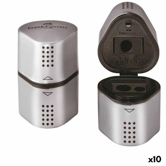 Sacapuntas Faber-Castell Grip 2001 3 en 1 Plateado Metal (10 Unidades) Sacapuntas Faber-Castell Grip 2001 3 en 1 Plateado Metal (10 Unidades)