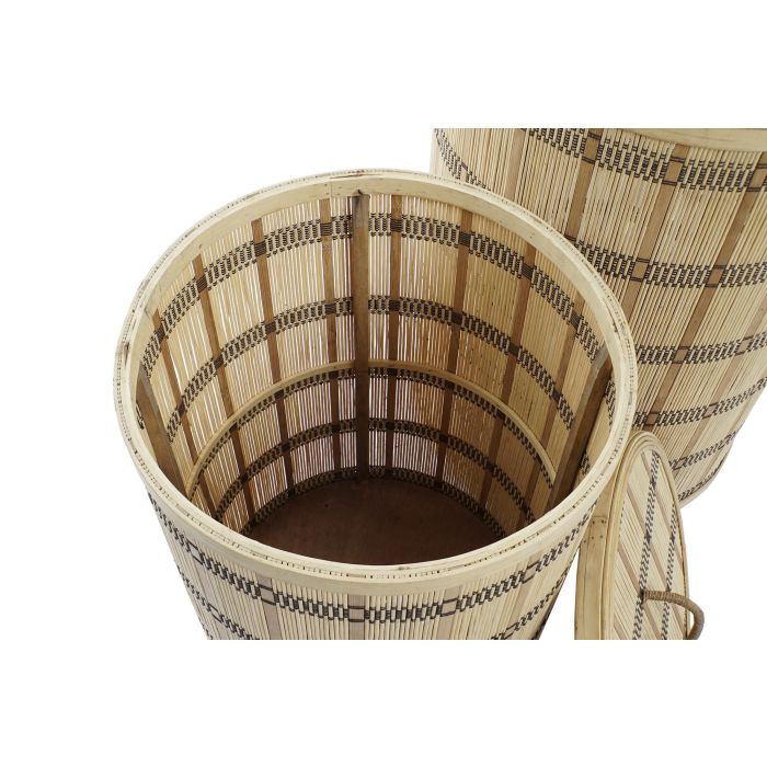 DKD Home Decor Cesta Urban de Bambú Marrón con Tapa, de 40 cm Ancho x 63 cm Alto x 40 cm Profundo, Set de 2 Unidades 2 DKD Home Decor Cesta Urban de Bambú Marrón con Tapa, de 40 cm Ancho x 63 cm Alto x 40 cm Profundo, Set de 2 Unidades 2