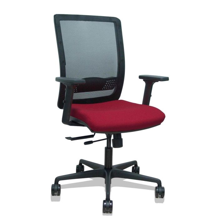 PIQUERAS Y CRESPO Silla Haches traslack malla negra asiento bali granate brazos 2D ruedas 65mm PIQUERAS Y CRESPO Silla Haches traslack malla negra asiento bali granate brazos 2D ruedas 65mm