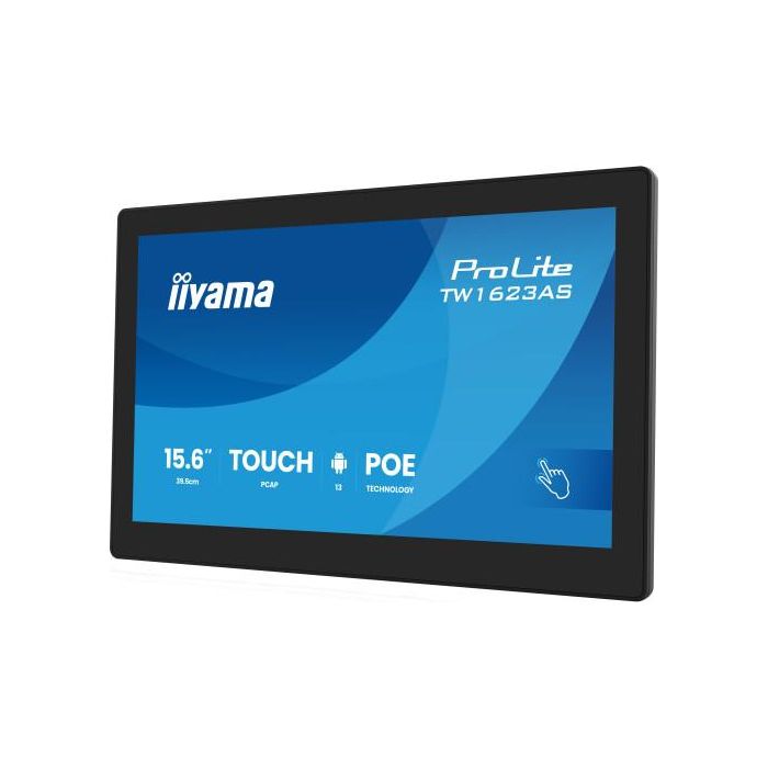 Iiyama 15,6" Panel-Pc Android 13+Gms, Soc Quad-Core Rk3568 4Gb, 32Gb, 10-Points Touch, 1920X1080, Ips , Speakers, Mic , Poe, Wifi, Bt5.2, Micro-Sd Slot, Hdmi-Out, 3X Usb, 385Cd/M2, Cable Cover, Iisignage2 Supported (Tw1623As-B3P) 2