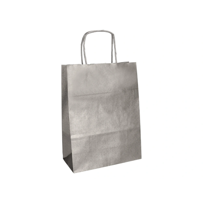 Q-connect Bolsa Papel Kraft Plata L con Asa Retorcida 320x400x140 mm 3