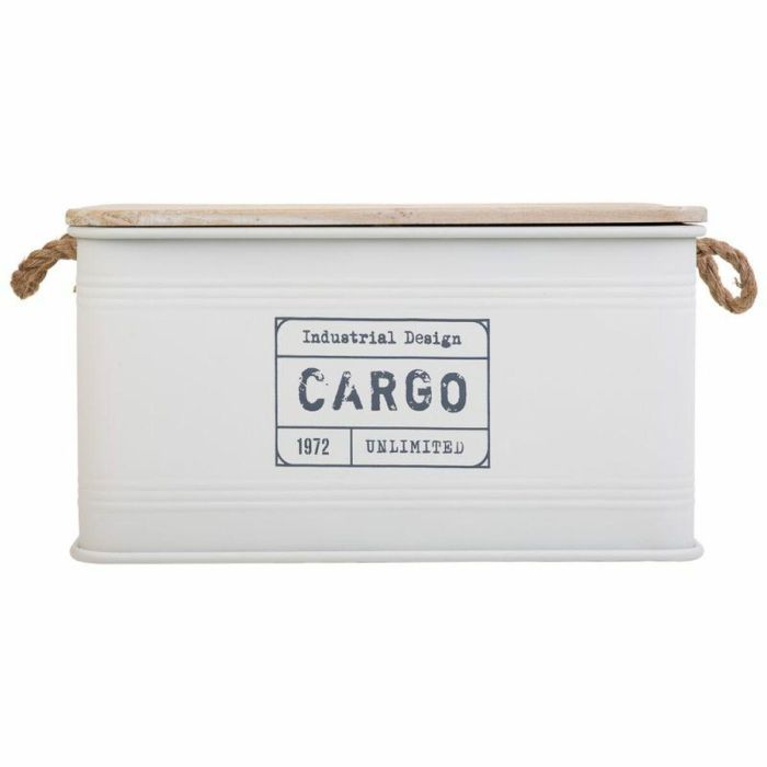 Baúl Alexandra House Living Cargo Blanco Cáñamo Metal Madera de abeto 38 x 60 x 33 cm 7