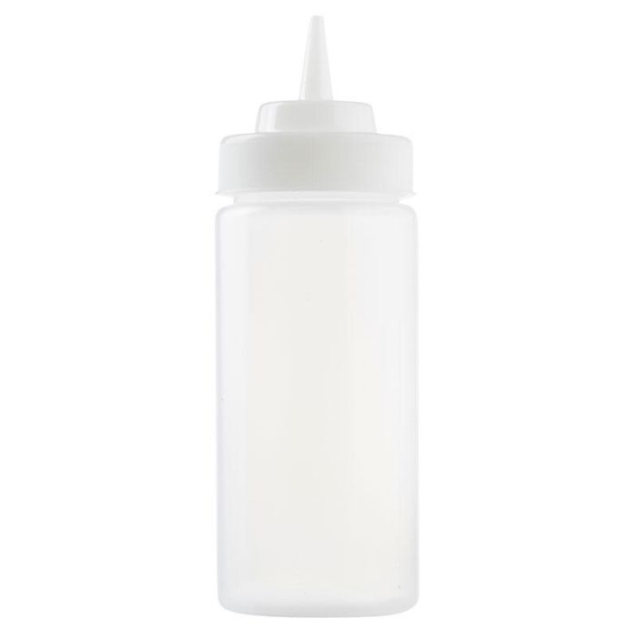TABLECRAFT - 11663C-12/6 - Pack de 6 unidades - Botella exprimible con boca de 63 mm 475 ml - 7 x 7 x 20,5 cm - Blanco translúcido