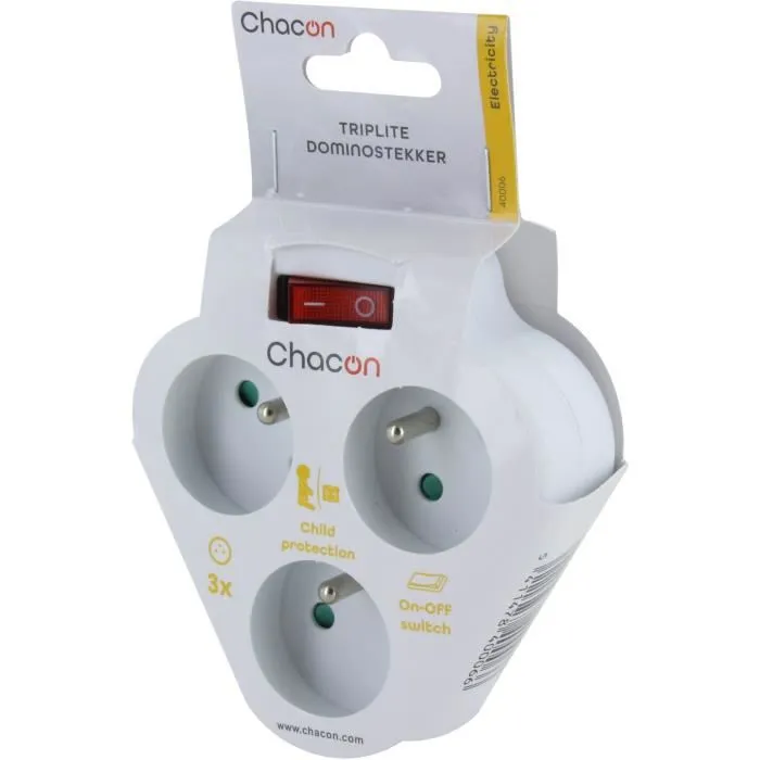 Chacon 5411478400066 Dominó 3x16A Triángulo con Interruptor Blanco 3 Chacon 5411478400066 Dominó 3x16A Triángulo con Interruptor Blanco 3