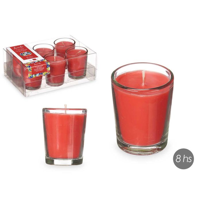 Set 6 Velas Vaso Vidrio Frutos Rojos Acorde 16X6CM (12 Unidades) Set 6 Velas Vaso Vidrio Frutos Rojos Acorde 16X6CM (12 Unidades)