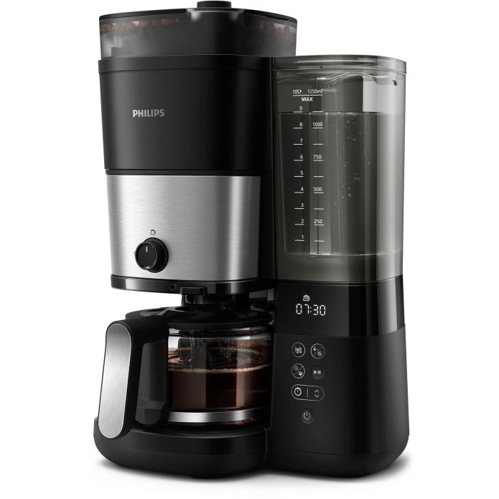 Philips HD7888/01 Cafetera de filtro con molinillo integrado, hasta 10 tazas, 1,25 L, Negra / Plata 1