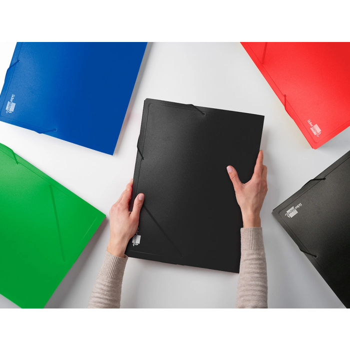 Liderpapel Carpeta Portadocumentos 36905 Polipropileno Din A4 Negra Lomo 50 mm con Cierre de Gomas y 2 Bolsillos para CD 7