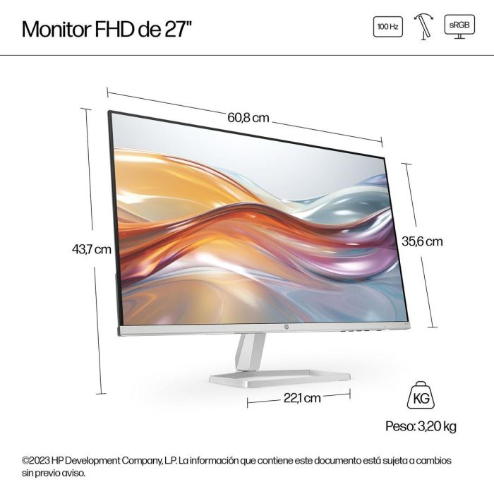 HP 527sf Monitor 27" FHD IPS 100Hz 5ms Blanco 44 HP 527sf Monitor 27" FHD IPS 100Hz 5ms Blanco 44