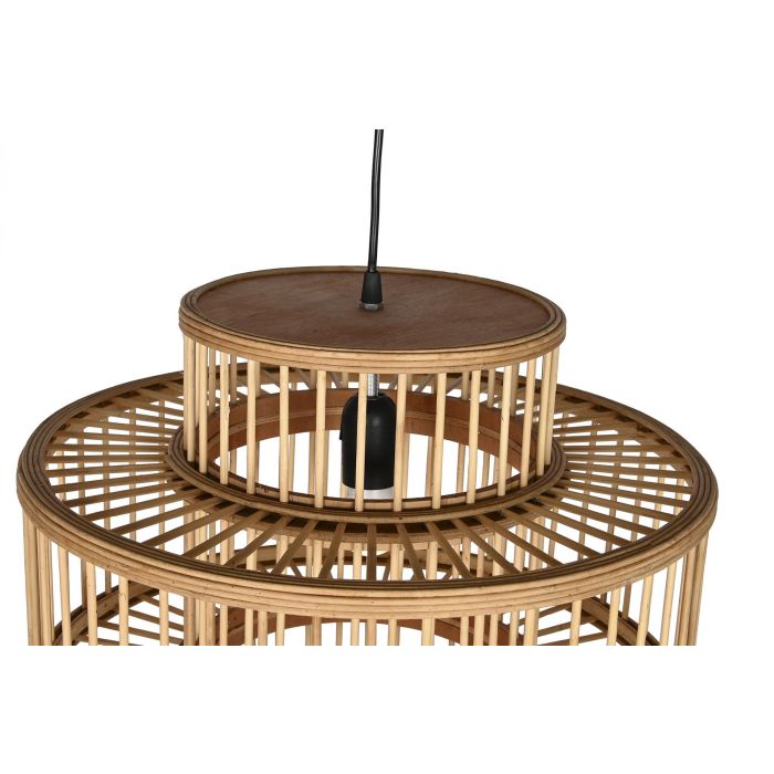 DKD Home Decor Lámpara Techo Urban Marron Beige Ratan Poliester Flecos 45 x 46 x 45 cm 2