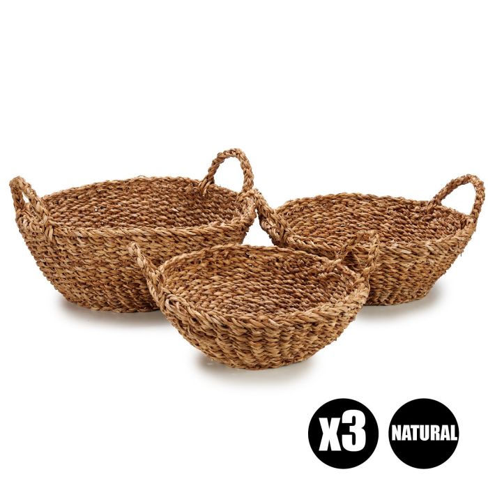 Set 3 Cestos con Asa Redondos Giftdecor - 36x22x25 cm, Alga de Mar, Marrón (4 Unidades) 1 Set 3 Cestos con Asa Redondos Giftdecor - 36x22x25 cm, Alga de Mar, Marrón (4 Unidades) 1