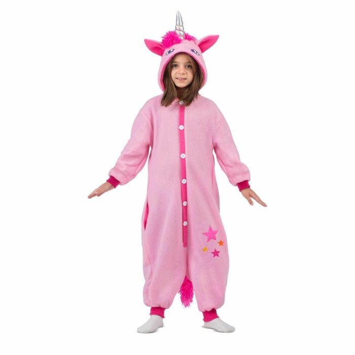 Disfraz unicornio rosa talla unica child (kigurumi con capucha y cola)