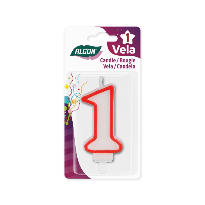 Vela Blanca con Borde Rojo 7 cm - Algon (36 Unidades) 1 Vela Blanca con Borde Rojo 7 cm - Algon (36 Unidades) 1