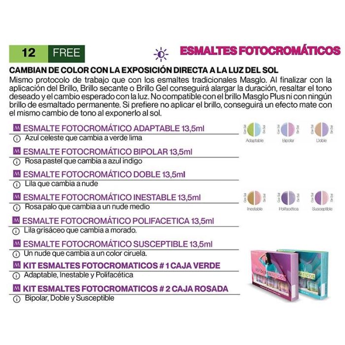 Esmalte De Uñas Fotocromatico Adaptable 13,5 mL Masglo 1