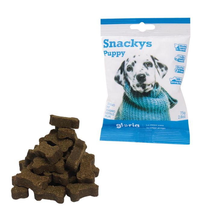 Snackys 8432288030721 Display Snack para Perros Cachorro con +70% Carne Fresca (Jamón/Pollo) Sin Gluten 30 Bolsitas x 75g