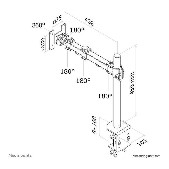 Neomounts Soporte Mesa FPMA-D960 para Pantallas hasta 30" (76 cm) y 10KG, Acero Negro 5 Neomounts Soporte Mesa FPMA-D960 para Pantallas hasta 30" (76 cm) y 10KG, Acero Negro 5