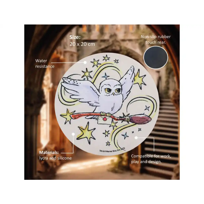 Wondee Alfombrilla de Ratón Redonda Harry Potter Hedwig Antideslizante Control Preciso 200 mm 3