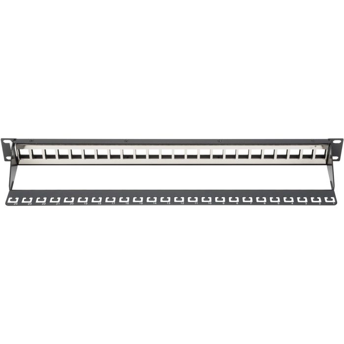 Digitus Patch Panel Modular de 24 puertos, 1U para Rack de 19 pulgadas, con soporte Keystone Jacks, Blindado, Negro 1