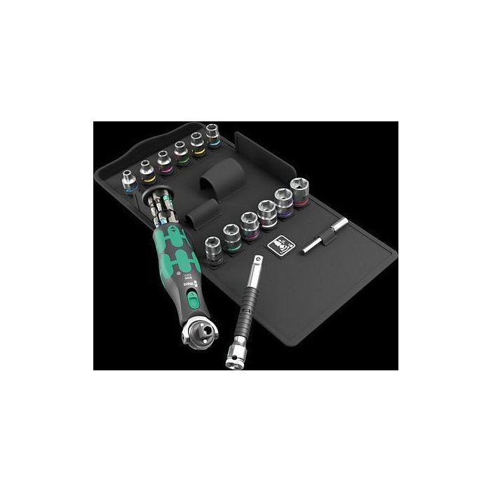 Wera 8009 Juego de Enchufes Zyklop Pocket Set 3, Llave Carraca / Destornillador 1/4" Métrico, 27 Piezas 1
