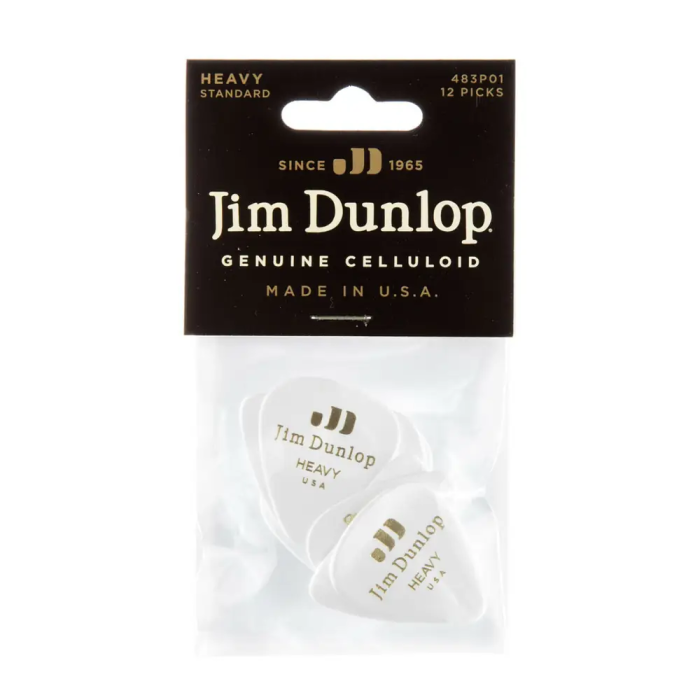 Dunlop 72 Púas Genuine Celluloid Classic Blanca - Heavy 3