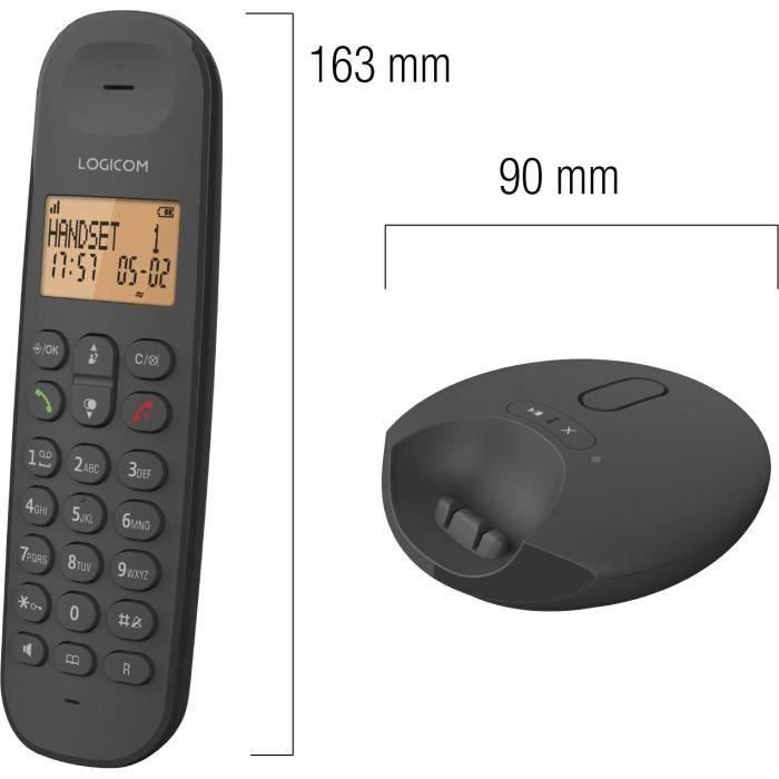 Teléfono inalámbrico fijo - LOGICOM - DECT ILOA 155T SOLO - Negro - Con contestador automático 1 Teléfono inalámbrico fijo - LOGICOM - DECT ILOA 155T SOLO - Negro - Con contestador automático 1