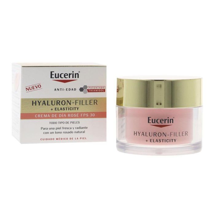 Eucerin HYALURON-FILLER + elasticity Crema Día Tono Rosé Antiedad y Antiarrugas SPF30 con Thiamidol para Manchas 50 ml