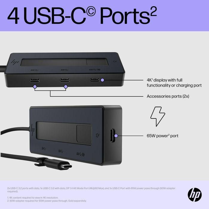 HP USB-C Multiport Hub 4K Portátil | Adaptador Versátil con Conexión USB-C para Carga, Pantalla y Multi-OS 3