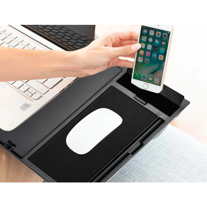 Q-connect Soporte Portátil Multifuncional Ajustable Hasta 17 Pulgadas, Soporte Movil y Ratón, 7 Ángulos, Negro 8