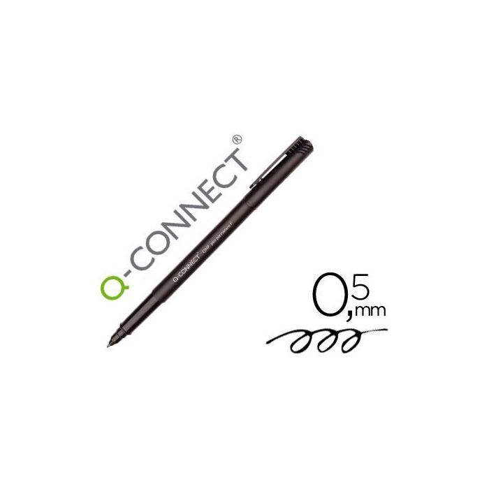 Rotulador Q-Connect Retroproyeccion Punta Fibra Super Fina Redonda 0.5 mm Permanente Negro 10 unidades