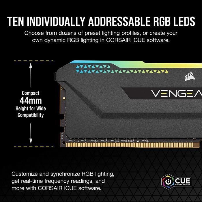 Memoria para PC CORSAIR DDR4 - VENGEANCE RGB PRO SL 32GB (2x16GB) - 3200Mhz - CAS16 - Negro (CMH32GX4M2E3200C16) 2 Memoria para PC CORSAIR DDR4 - VENGEANCE RGB PRO SL 32GB (2x16GB) - 3200Mhz - CAS16 - Negro (CMH32GX4M2E3200C16) 2