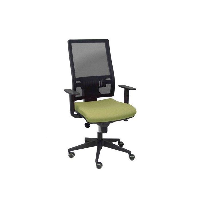 Silla Piqueras Y Crespo Horna Brazos Regulables Mecanismo Sincro Altura Y Apoyo Lumbar Regulable Rueda Parquet Respaldo Malla Negra Transpirable Y Asiento Tapizado Bali Verde Oliva