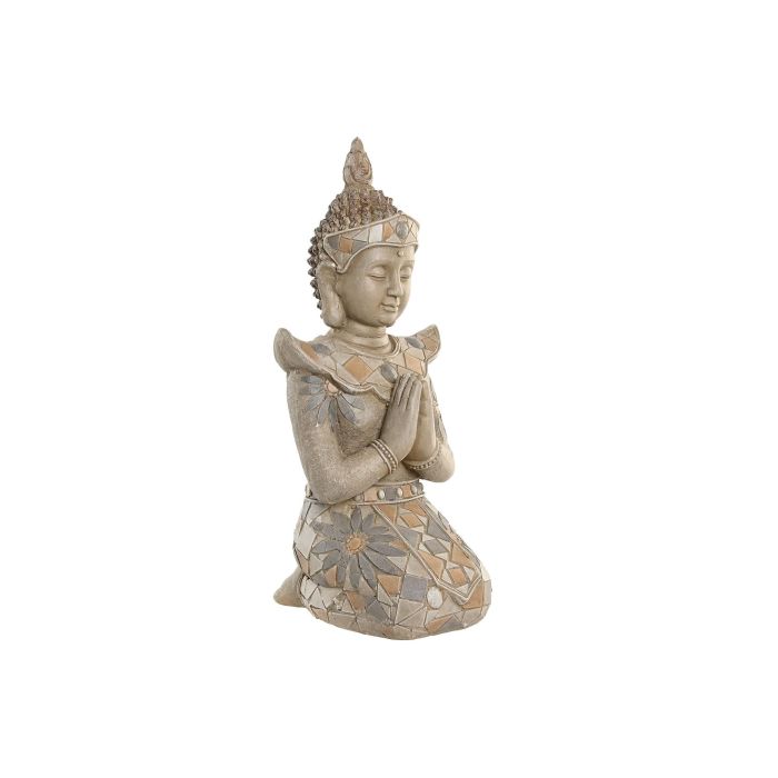 DKD Home Decor Figura Oriental Beige Naranja Buda Magnesia Fibra Vidrio 24 x 49 x 21 cm (2 Unidades)