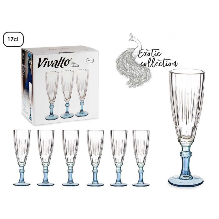 Copa Cava Azul 170 ml Vivalto - Cristal 20 cm alto (48 Unidades) Copa Cava Azul 170 ml Vivalto - Cristal 20 cm alto (48 Unidades)