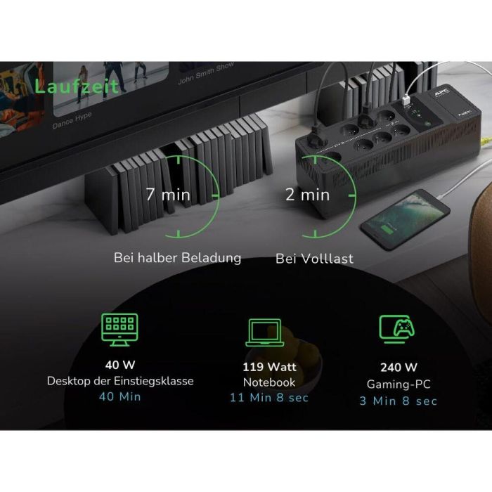 APC BE500G2-GR SAI con protección de sobrecarga, 300W 3 APC BE500G2-GR SAI con protección de sobrecarga, 300W 3