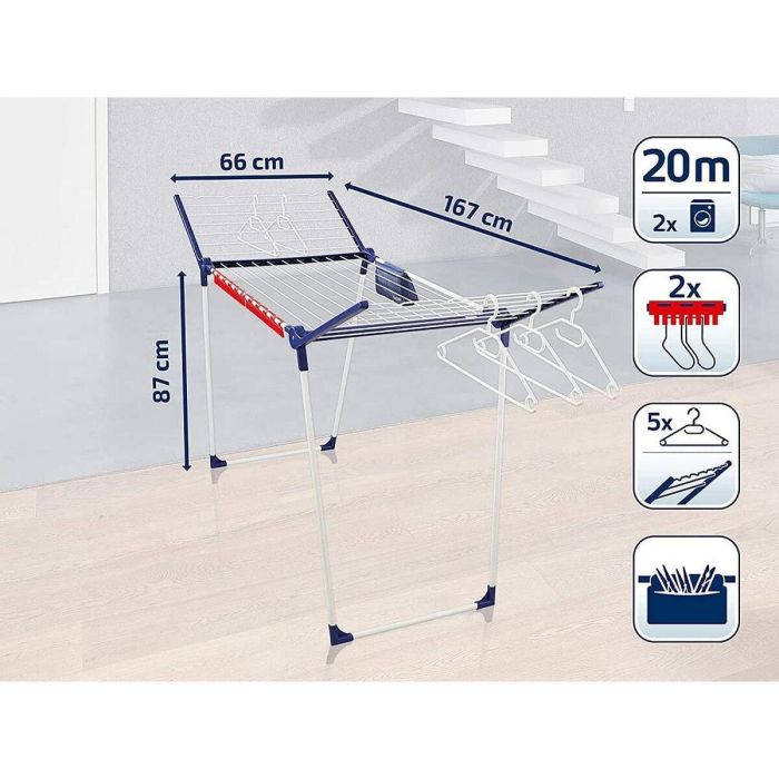 Leifheit PEGASUS 200 Tendedero de Ropa Confort - 20m Colgado, Alas 107cm, 2 Soportes Pequeños, 167x66x87cm 4