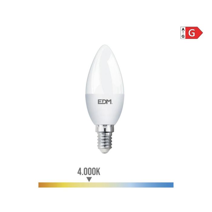 Edm Bombilla vela LED E14 5W 400lm 4000K luz día Ø3,5x10cm