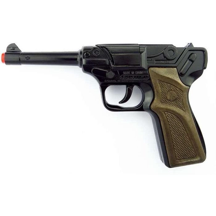 Pistola policia 8 tiros en negro 17x12x3 cm 1 Pistola policia 8 tiros en negro 17x12x3 cm 1
