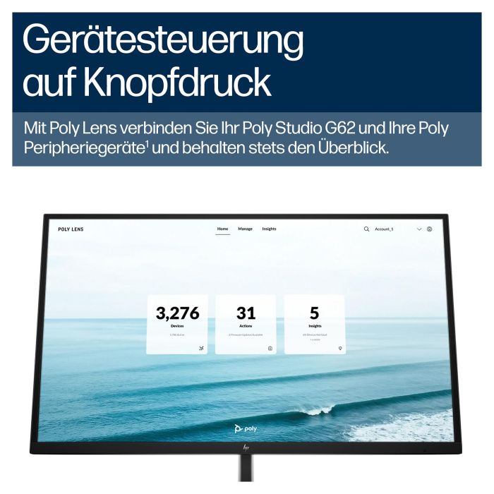 HP Poly Studio G62 Sistema de Videoconferencia 4K Ultra HD para 10 Personas con Soporte de Montaje TAA