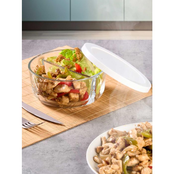 Fiambrera de cristal con divisor Frigo 785 ml Pasabahce 15.5x6.5x15.5 cm (4 Unidades) 1