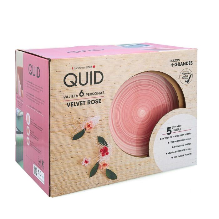 Quid Vajilla Cerámica Velvet 18 Piezas - 6 Personas Rosa Brillante Apto Microondas y Lavavajillas 0 Quid Vajilla Cerámica Velvet 18 Piezas - 6 Personas Rosa Brillante Apto Microondas y Lavavajillas 0